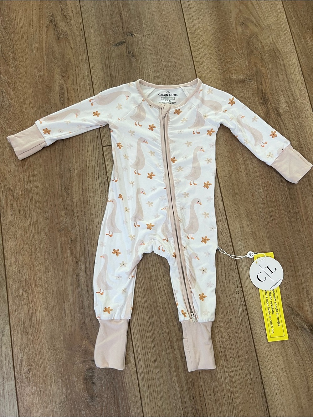 NWT Caden Lane Bamboo Goose Floral Zipper Sleeper 0–3 Months